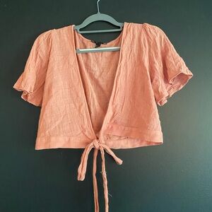 Forever 21 Orange Flutter Sleeve Crop Blouse
